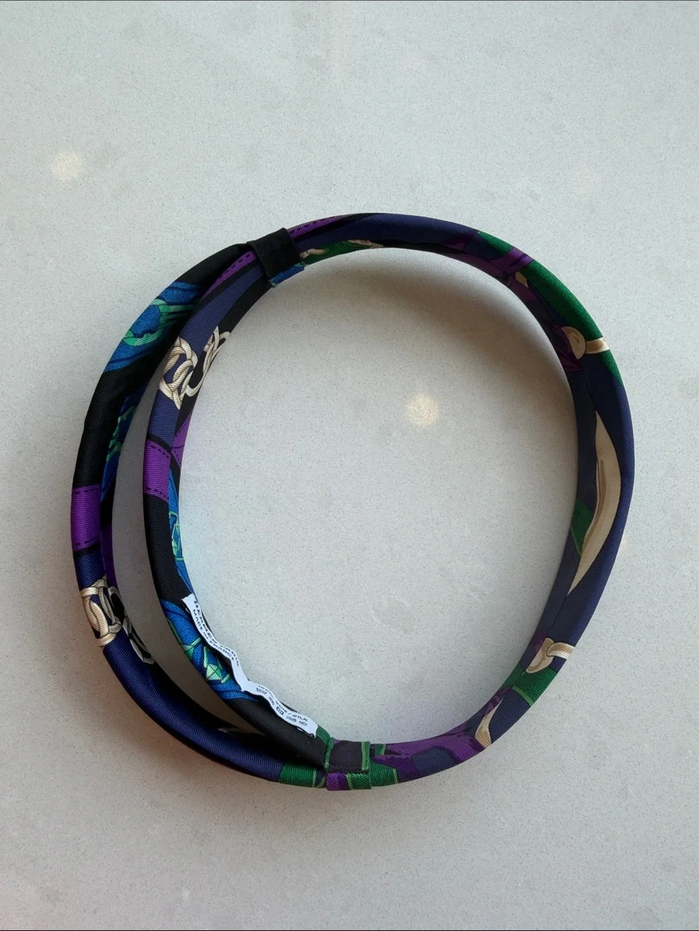 Like hew HERMES Purple & Green Silk Twilly Headband